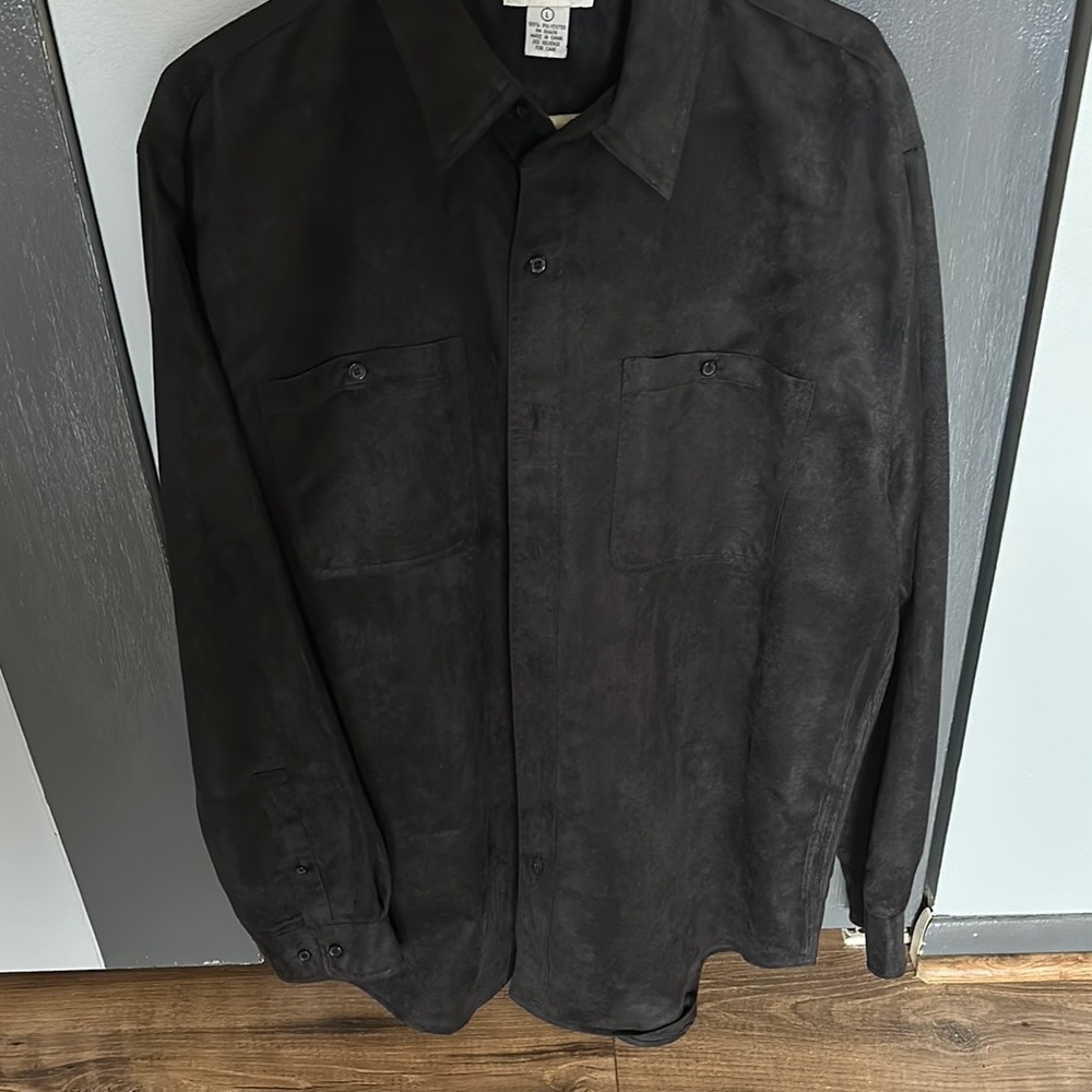Black Lightweight Shirt Jacket with Classic Collar